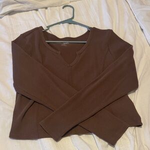Hollister Chocolate Ribbed Knit Top